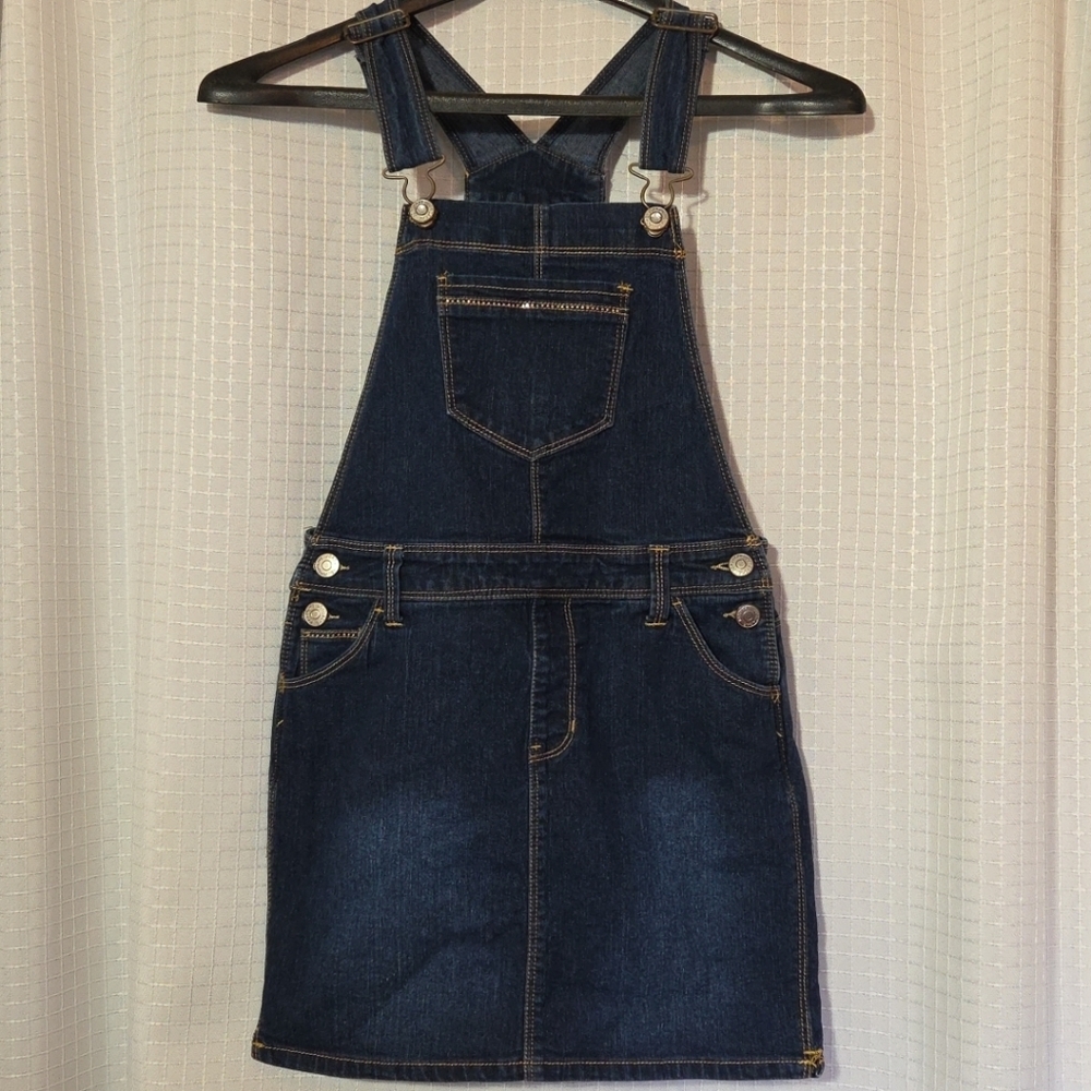 JORDACHE Girls' Denim Overall Dress 10/12 EUC